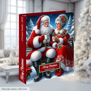 Storybook Mr. and Mrs. Claus Christmas Recipe Book 3 Ring Binder