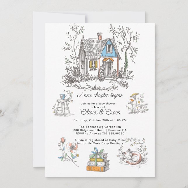 Storybook Mushroom Woodland Baby Shower Invitation (Front)