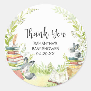 Storybook New Chapter Baby Shower Classic Round Sticker