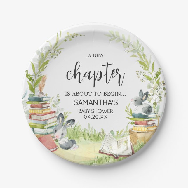 Storybook New Chapter Baby Shower Paper Plates (Front)