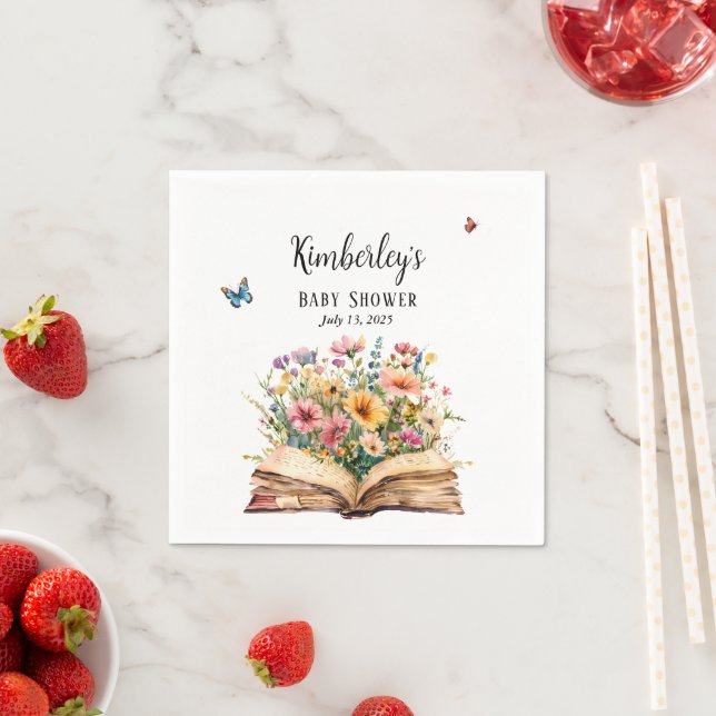 Storybook New Chapter Baby Shower Wildflower  Napkins (Insitu)