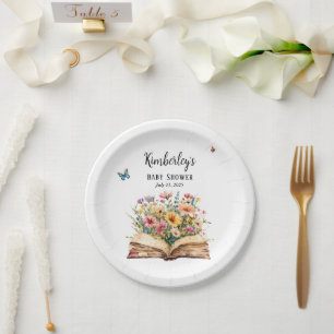 Storybook New Chapter Baby Shower Wildflower  Paper Plates