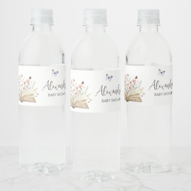 Storybook New Chapter Begins Baby Shower Water Bottle Label (Bottles)