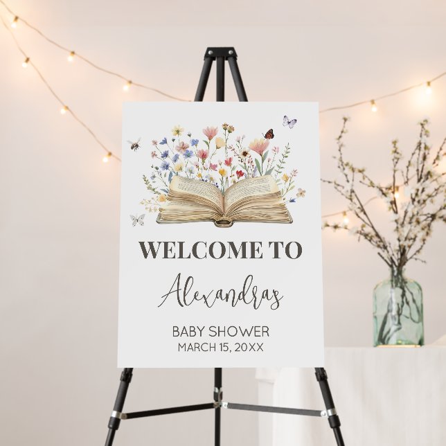 Storybook New Chapter Begins Baby Shower Welcome Foam Board (In Situ (Stand))