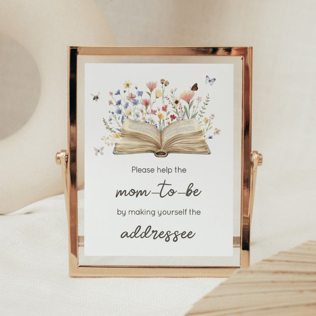 Storybook New Chapter Begins Envelope Station Poster (New Chapter Begins Storybook Baby Shower Envelope Station Sign)