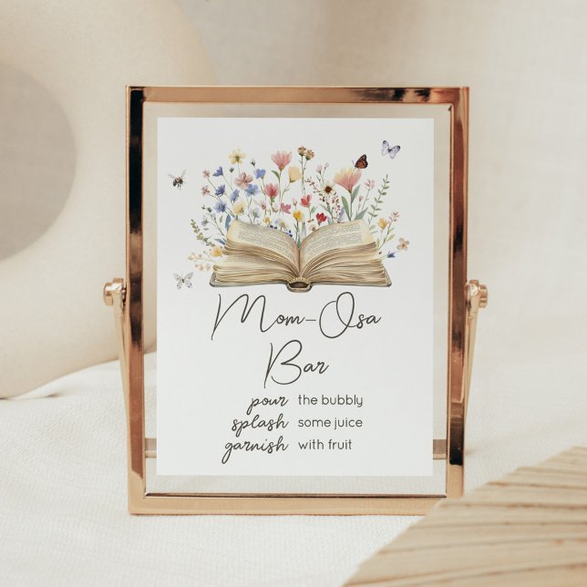 Storybook New Chapter Begins Mom Osa Bar Poster (New Chapter Begins Storybook Baby Shower Mom Osa Bar Sign)