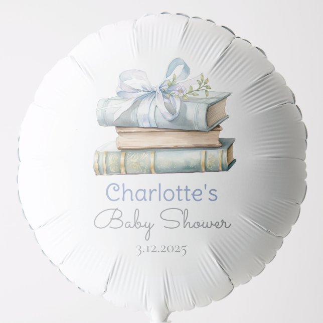 Storybook New Chapter Blue bow baby boy shower Balloon (Front)