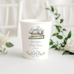 Storybook New Chapter Blue Bow baby boy shower Paper Cups