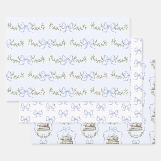 Storybook New Chapter Blue bow baby boy shower Wrapping Paper Sheets (Set)
