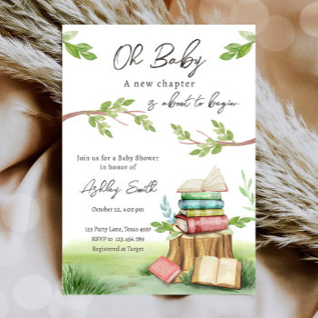Storybook New Chapter Book Books Baby Shower Invitation by Anietillustration at Zazzle