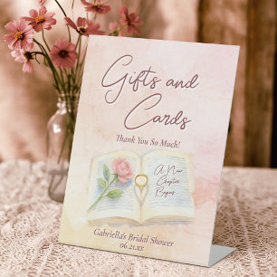 Storybook New Chapter Bridal Shower Gifts & Cards Pedestal Sign