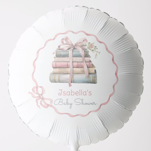 Storybook New Chapter Pink bow girl baby shower Balloon (Front)