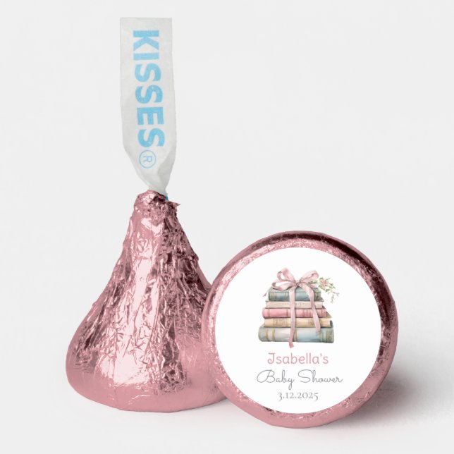 Storybook New Chapter Pink bow girl baby shower Hershey®'s Kisses® (Front)