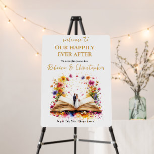 Storybook New Chapter Wedding Welcome Sign