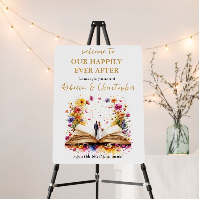 Storybook New Chapter Wedding Welcome Sign (In Situ (Stand))