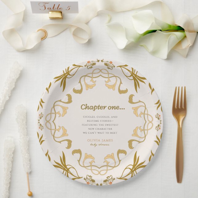 Storybook our next chapter fairytale baby shower paper plates (Wedding)