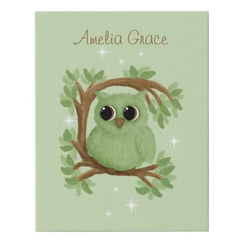 Storybook Owl Faux Canvas