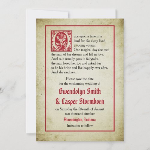 Storybook Page  Vintage Fairytale Save the Date