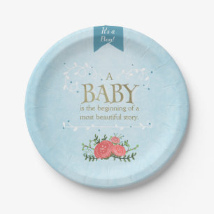 Storybook Paper Plates Baby shower It's a Boy Blue