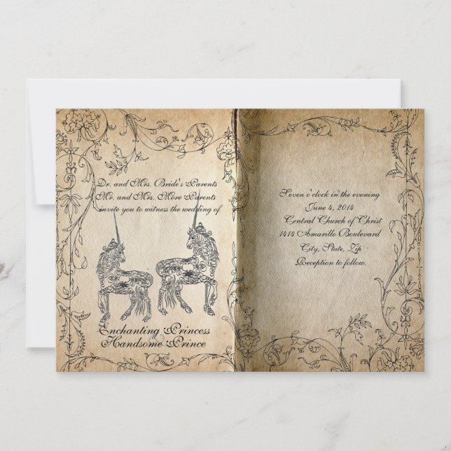 Storybook Perfect Unicorn Wedding Invitation (Front)