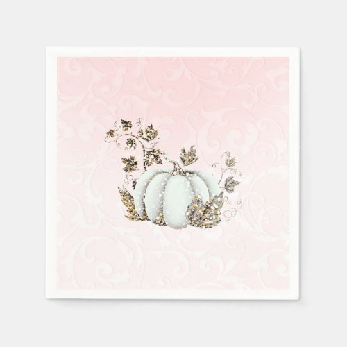 Storybook Pink  White Pumpkin Fairy Tale Party Napkins