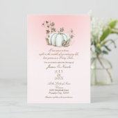 Storybook Pink & White Pumpkin Fairy Tale Wedding Invitation (Standing Front)