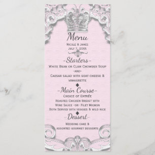 Storybook Princess Pink Vintage Fairy tale Menu