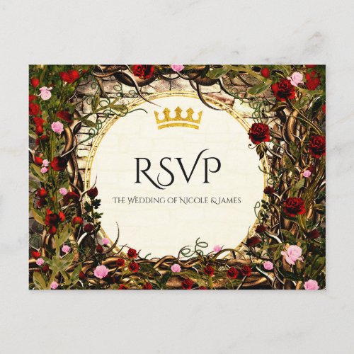 Storybook Princess Vintage Briar Rose RSVP Invitation Postcard