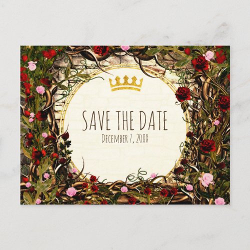 Storybook Princess Vintage Briar Rose Save Date Announcement Postcard