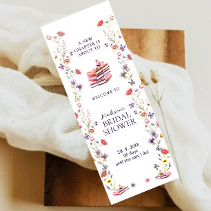 Storybook Purple Wildflower Bridal Shower Welcome Bookmarks
