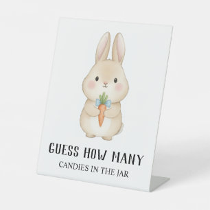 Storybook Rabbit “Guess How Many” Baby Shower Game Pedestal Sign