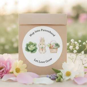 Storybook Rabbit Veggie Basket Baby Shower Favor Classic Round Sticker