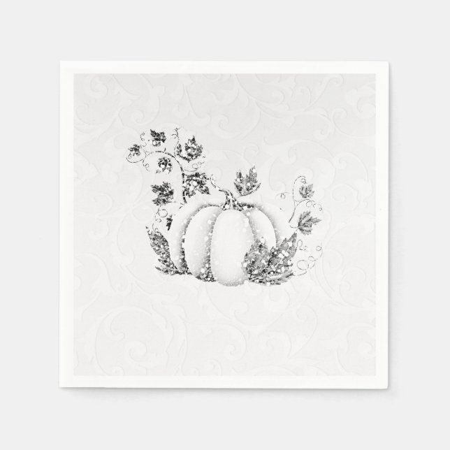 Storybook Silver White Pumpkin Fairy Tale Party Napkins (Front)