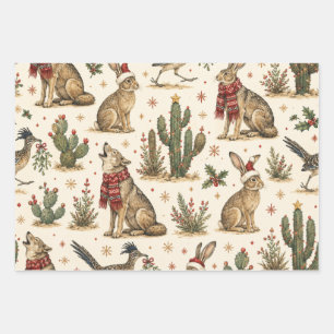 Storybook Southwest Christmas Gift Style Wrapping Paper Sheets