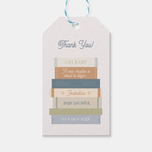 Storybook Stack New Chapter Baby Shower Thank You Gift Tags