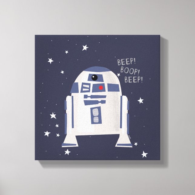 Storybook Style R2-D2 - Beep! Boop! Beep! Canvas Print (Front)