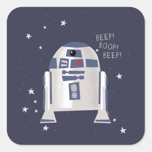 Storybook Style R2_D2 _ Beep Boop Beep Square Sticker