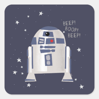 Storybook Style R2-D2 - Beep! Boop! Beep! Square Sticker