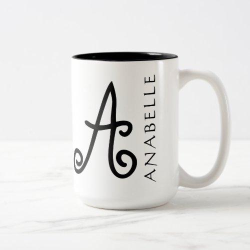 Storybook Style Swirly Monogram Two_Tone Coffee Mug