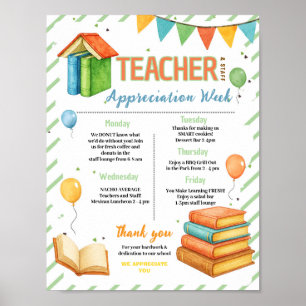 Storybook Teacher Appreciation Week Itinerary Poster