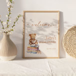 Storybook Teddy Bear Baby Shower Boho Welcome Poster<br><div class="desc">Boho book themed baby shower welcome sign poster.</div>
