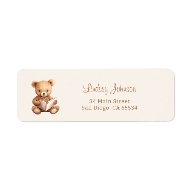 Storybook Teddy Bear Baby Shower Return Address Label (Front)