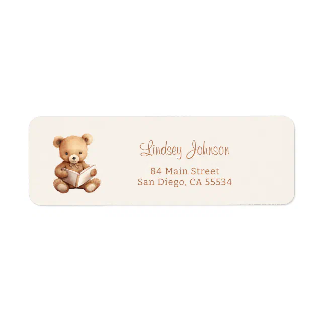 Storybook Teddy Bear Baby Shower Return Address Label | Zazzle