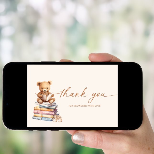 Storybook Teddy Bear Baby Shower Thank You Card (Front Digital)