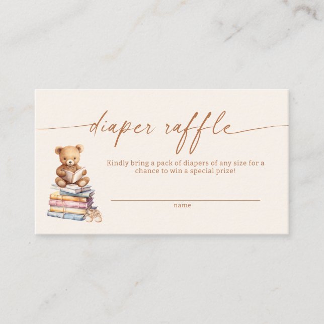 Storybook Teddy Bear Diaper Raffle Card (Front)