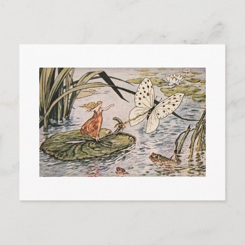 Storybook Thumbelina vintage Postcard