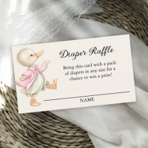 Storybook Vintage Girl Duck Diaper Raffle