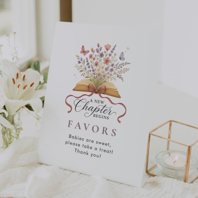 Storybook Wildflower Baby Shower Favor Table Top Pedestal Sign (Creator Uploaded)