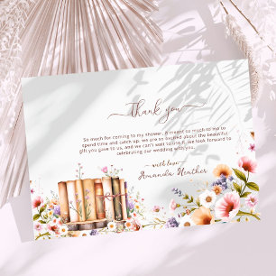 Storybook Wildflower Wood Slice Bridal Shower Thank You Card