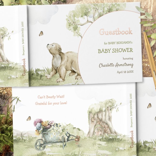 Storybook Woodland Adventure Baby Shower Foil Guest Book (Bearly Wait Woodland Baby Shower Foil Guest Book ©Susanne Sachers - Sunny Mind 🌞)